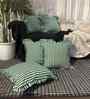 Green Striped Striped Cotton Stripe 18x18 inches Cushion Covers Set of 5