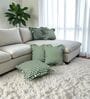 Green Striped Striped Cotton Stripe 18x18 inches Cushion Covers Set of 5