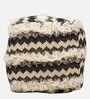 Wess Wool Yarn Pouffe in Black & White Colour