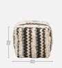 Wess Wool Yarn Pouffe in Black & White Colour
