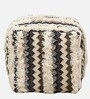 Wess Wool Yarn Pouffe in Black & White Colour
