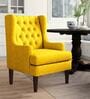 Panas Fabric Wing Chair in Bold Yellow Colour