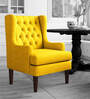 Panas Fabric Wing Chair in Bold Yellow Colour