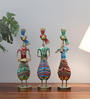 Panjabi Doll Set Of 3 Multicolour Iron Figurines