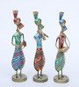 Panjabi Doll Set Of 3 Multicolour Iron Figurines