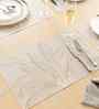 Botanical Glow Golden PVC Dining Table Mats (Set of 6)