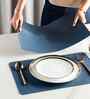 Nordic Leather Navy Blue PVC Dining Table Mats (Set of 6)