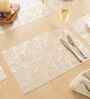 Urban Grid Golden PVC Dining Table Mats (Set of 6)