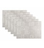 Urban Grid Silver PVC Dining Table Mats (Set of 6)