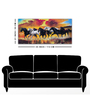 Panoramic Running Seven Horses Abstract Wall Painting