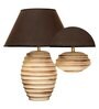 Trapzo Black Cotton Shade Night Lamp With Wood Base