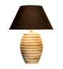 Trapzo Black Cotton Shade Night Lamp With Wood Base