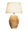 Montage White Cotton Shade Night Lamp With Wood Base