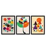 Frontiericle Multicolour Paper Framed Floral Art Print Set of 3