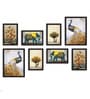 Paper Framed Royal Animals & Peacock Black Set Of 8 Art Print