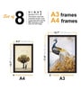 Paper Framed Royal Animals & Peacock Black Set Of 8 Art Print
