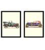 Animeist Multicolour Paper Framed Transport Art Print Set of 2