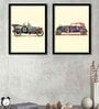 Animeist Multicolour Paper Framed Transport Art Print Set of 2