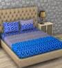 Paradise Geometric Blue Digital Printed 110 TC 100% Cotton Double Bedsheet with 2 Pillow Covers