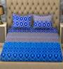 Paradise Geometric Blue Digital Printed 110 TC 100% Cotton Double Bedsheet with 2 Pillow Covers