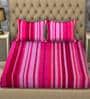 Paradise Striped Pink Digital Printed 110 TC 100% Cotton Double Bedsheet with 2 Pillow Covers
