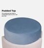 Paradiso Velvet Pouffe In Baltic Blue & Camel Beige Colour