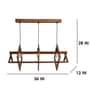 Paragon 3 Lights Brown Solid Wood Linear Chandelier Cluster Hanging Light