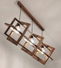 Paragon 3 Lights Brown Solid Wood Linear Chandelier Cluster Hanging Light