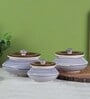 Parikrama Blue Spiral (Set of 3) ceramic Serving Bowl with Lid