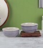 Parikrama 350ml White & Blue Ceramic (Set of 2) Dinner Bowl