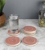 Parikrama Red Spiral (Set of 6) Ceramic Table Coaster