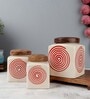 Parikrama Red Spiral (Set of 3) Ceramic Storage Jar