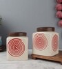 Parikrama Red Spiral 450ml (Set of 2) Ceramic Storage Jar