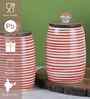 Parikrama Red Spiral Leak Proof Ceramic Small Dholak Jars Set of Two