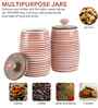 Parikrama Red Spiral Leak Proof Ceramic Small Dholak Jars Set of Two