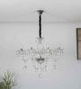 Paris 8 Arm Ceiling Chandelier In Chrome & Clear Finish With Glass Crystal Drops & Trim