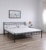 By FurnitureKraft Paris Metal Queen Size Bed in Black Finish