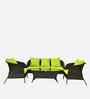 Paris Wicker 2+1+1 Sofa Set In Black And Brown Dual Tone Color