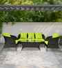Paris Wicker 2+1+1 Sofa Set In Black And Brown Dual Tone Color