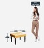 Parlemo Solid Wood Foot Stool in Mustard Yellow Colour