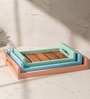 Set of 3 Parosa Serving Tray Set Acacia Wood Trays with Handles