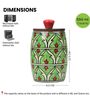 Parrot Green Jodhpuri Hand-made Ceramic Dholak Jar with Wooden Lid Set of 2