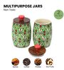 Parrot Green Jodhpuri Hand-made Ceramic Dholak Jar with Wooden Lid Set of 2