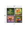 Parrots Green Engineered Wood Framed Wildlife Art Print Set of 4