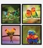 Parrots Green Engineered Wood Framed Wildlife Art Print Set of 4