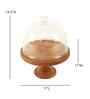 Brown Acacia Wood Party Bell Glass Cake Stand with Glass Dome