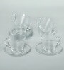 Glass 195ml Transparent Glass (Set of 12) Tea Cup & Saucer Set