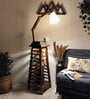 Pascal Wooden Shelf Floor Lamp with Wooden Shade & Brown Base