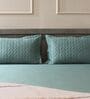 Pastel Aqua 100% Cotton 300TC Solid Superking Bedsheet with 2 Pillow Covers (Quilted)