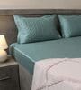 Pastel Aqua 100% Cotton 300TC Solid Superking Bedsheet with 2 Pillow Covers (Quilted)